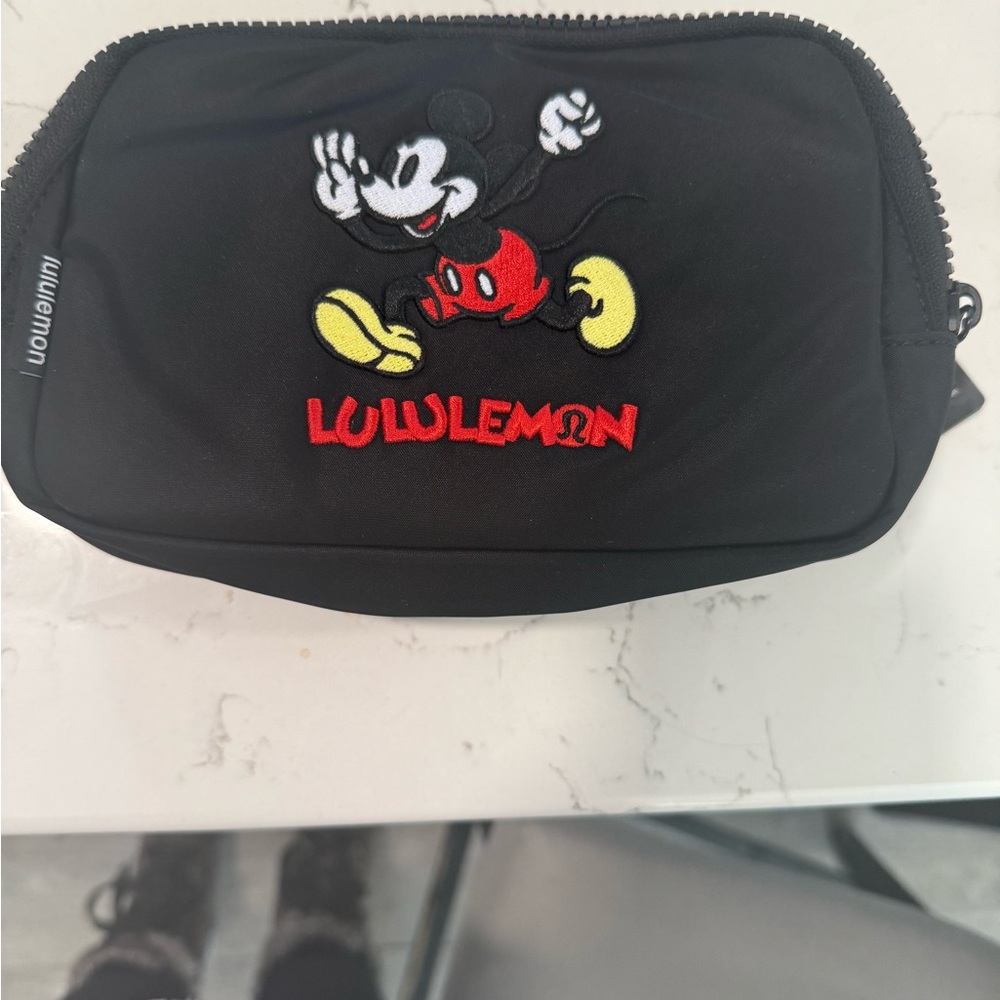 BRAND NEW TAGS ON Lululemon athletica Black Belt Bag with Mickey Mouse Design